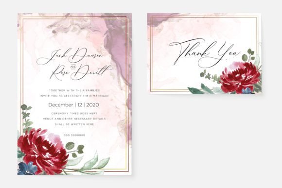 Download Burgundy Watercolor Floral Cards - Premium Resources