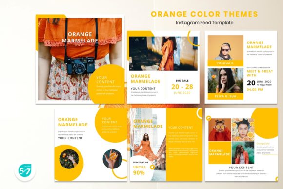 Download Instagram Feed Template - Orange Color - Instagram feed template Collection